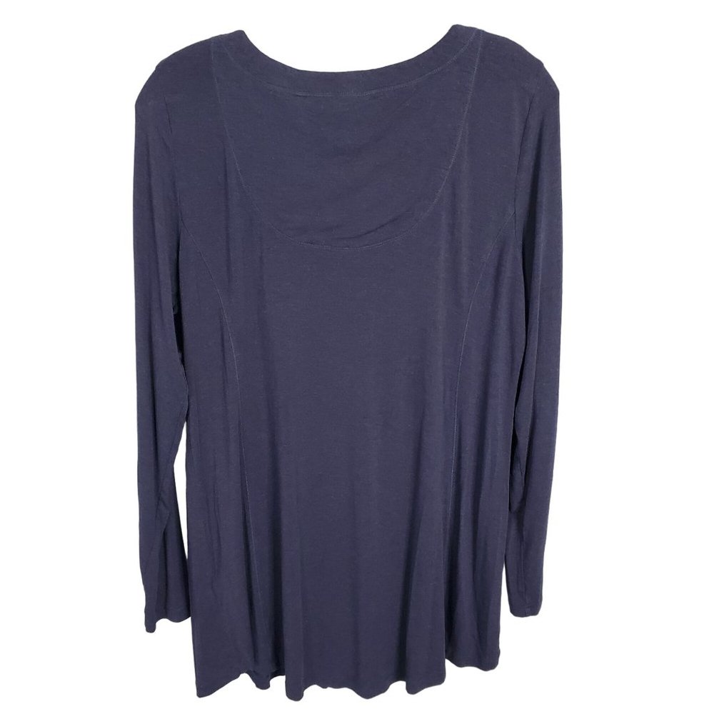 Soft Surroundings Sz M Tunic Maddalena Jersey Knit Shaped Fit Artsy Buttons Blue - Picture 4 of 9